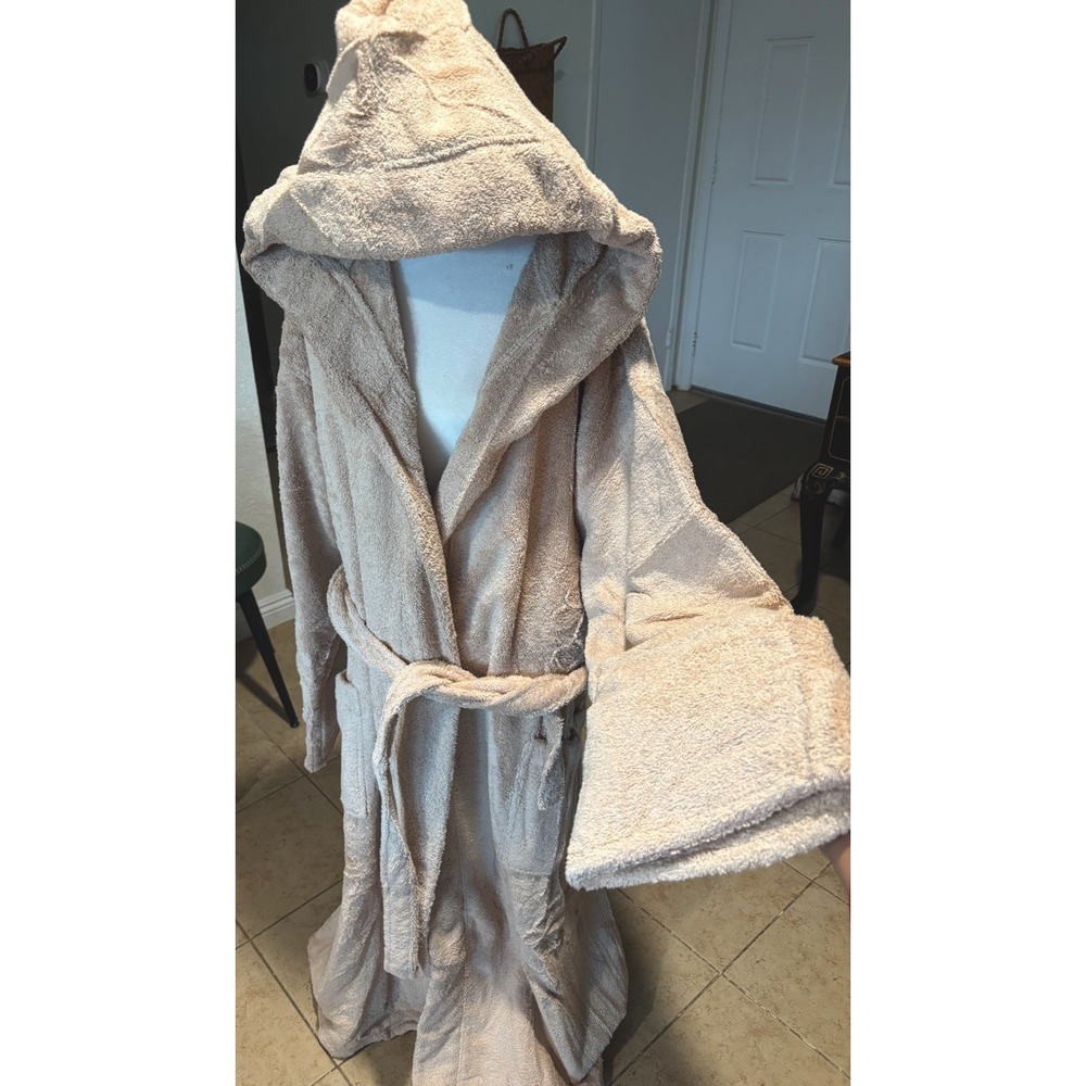 NEW Comfort Robes Luxury Spa Turkish 100% Cotton Hood Thick Bathrobe Beige 2XL